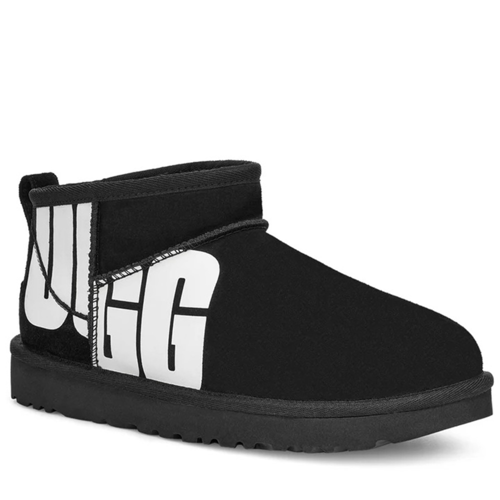 UGG MINI CHOPD BLACK WHITE BOOT US 6 / EU 37 / UK 4